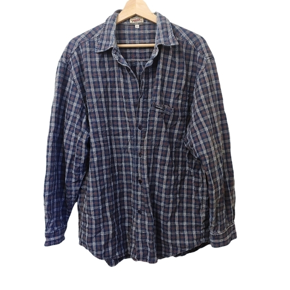 Guess Other - Vintage 90s y2k plaid long sleeve blue denim patterned shirt size large